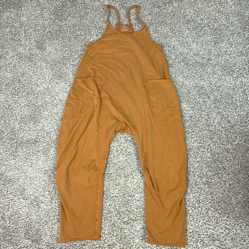 Free People FP Movement Jumpsuit Women Extra Small Orange Lounge Hot Shot Casual